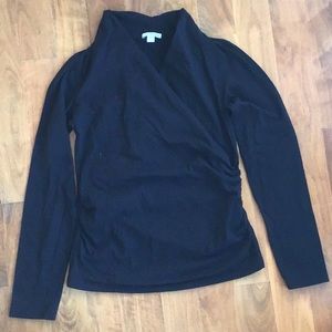 James Perse Black Cotton Wrap Top size 2 Brand New!